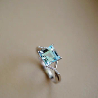 JHY609 Jewellery Solid 18K White Gold Nature 1.55ct Blue Aquamarine Gemstones Rings for Women Fine Jewelry Presents