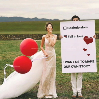 新款影樓婚紗攝影道具手舉牌ins森系外景婚禮旅拍英文手拿板氣球