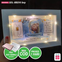FRAME 3D LAMPU -Kado / Hadiah Foto Bayi (Biodata Bayi) Baby Born Girl 1 Hari Jadi | Bisa COD 3D-BB21