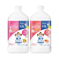 日本獅王LION 趣淨抗菌洗手慕斯 250ml/450ml/800ml 多入組#柑橘+果香800mlx2-柑橘+果香800mlx2