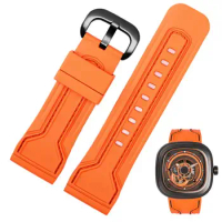 PCAVO Silicone Watch band 28mm Watchbands for Seven on Friday Strap Silicone Rubber Watch Accessories Waterproof Wrist band