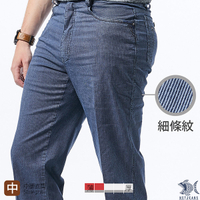 【NST Jeans】雅致淺藍細條紋 無印風 休閒男褲-中腰直筒 390(5781) 台製 紳士 夏季薄款