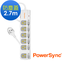 群加 PowerSync 七開六插防塵防雷擊延長線/2.7m(TPS376DN9027)