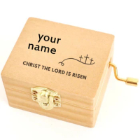 Christian Gift Wooden Music Box Personalized Music Box He Is Risen Custom Gift for Friends Boxes for Gifts Musicbox