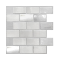 วอลล์เปเปอร์ติดผนัง Mosaic 3D รุ่น HJ-A09 ขนาด 30.5x30.5x0.1 ซม. (กล่อง 10 ชิ้น) สีเงิน