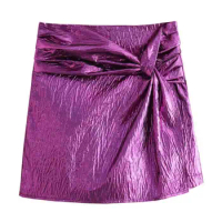 Autumn Winter Women Mini Skort High Waist Knot Pleated Shorts Skirt Short Pants Streetwear