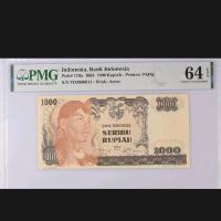 uang kuno grading PMG 1000 sudirman tahun 1968 score 64EPQ tanpa catatan