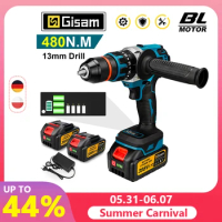 18V 13mm 480N.M Brushless Electric Impact Drill Cordless Drill Electric Screwdriver DIY Driver Power Tool for Makita 18V Battery