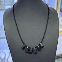 beautiful natural top quality 2 mm black onyx beads with black Turmaline pendant necklace คําแนะนํา
