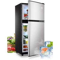 US Stock 3.5Cu.Ft Compact Refrigerator Mini Fridge with Freezer, Small Refrigerator with 2 Door, 7 Level Thermostat Removable