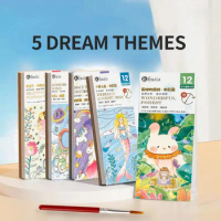 Kawaii Coloring Books Kid Watercolor Paper Comes With Paint Portable for Adults Gouache Kid Art Painting Supplies Artist Set