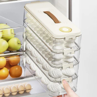 Dumpling Storage Box Measure Time Home kitchen With Lid Fresh Refrigerator Storage Cabinet Large Capacity Storage Artifact