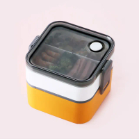 【食物容器】日式雙層可微波便當盒(便攜 可微波 上班族 不串味 加熱飯盒 分隔餐盒 午餐盒 密封保鮮盒)