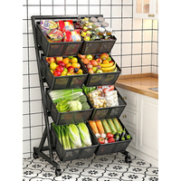廚房蔬菜置物架落地多層可移動放菜架子零食推車水果菜籃子收納筐