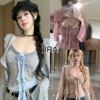 BY IRA Angeline 2-piece Set (2373)พร้อมส่ง เสื้อคาร์ดิแกนถักแขนยาว+เสื้อสายเดี่ยวของผู้หญิง ใหม่ สไต