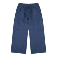 3Second Women's Long Cargo Pants Loose Fit Cotton Denim Sheina HP-C020226 S Dark Blue