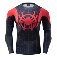 Movie Spider-Man Cosplay Superhero Peter Parker Same Tights 3D Anime Spider Pattern Long Sleeve Halloween Short Sleeve T Shirt