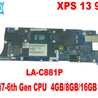 LA-C881P Motherboard for Dell XPS 13 9350 Laptop Motherboard with i3 i5 i7-6th Gen CPU 4GB/8GB/16GB RAM DDR3 100% Tested Working