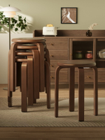 凳子家用實木矮凳客廳餐椅餐桌凳可疊放備用板凳現代簡約木凳圓凳