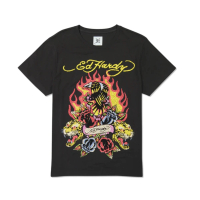 【Ed Hardy】Fire Bird 動態火鳥水鑽圖騰 短袖T恤(美國進口平行輸入)