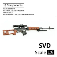1/6th Mini Jigsaw Puzzle SVD Building Blocks Toy Weapon 1:6 SVD Sniper Rifle Plastic Gun Model for 12 Inch Action Figures