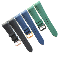 22mm Black Blue Green Natural Rubber Silione watch band Special for Tudor Black Bay GMT Curved End buckle superior Wrist Strap