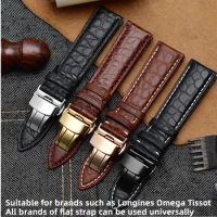 Crocodile leather strap suitable for Longines Omega Tissot universal men's and women's butterfly buckle bracelet 16 18 20 22mm
