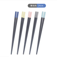 【舞水痕】日式雙色款六角筷子 好握好夾取 洗碗機可(5雙組-24cm)