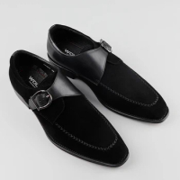 British Style Suede Loafers Monk Strap Shoes For Men Luxury Slip On Pointed Toe Dress Shoes Handmade Party And Wedding Shoes