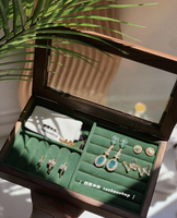 北美黑胡桃實木首飾盒木質玻璃陳列桌面展示收藏飾品收納盒復古