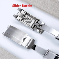 9mm Stainless Steel Folding Buckle Glide Lock Fit For Rolex Submariner Oysterflex Daytona GMT Watch Band Strap Deployment Clasp