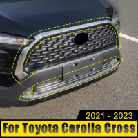 For Toyota Corolla Cross XG10 2021 2022 2023 Hybrid Stainless Car Front Bumper Center Grill Decor Frame Cover Logo Trim Stickers