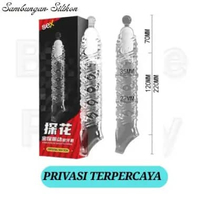 Alat bantu pria Sarung Pengaman Pria Sambungan Silikon Bertekstur Kristal Silikon Dua Lubang Bergeta