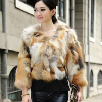 Winter Fur Coat for Women Short 100% Genuine Fox Fur Jacket Warm Coat Female Outdoor Casual REAL FUR Coat Tops