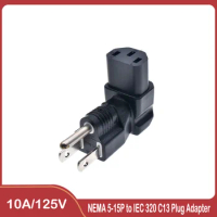 90 Degree 3 Prong Power Adapter, Up Angle 3 Prong NEMA 5-15P to IEC 320 C13 Female 10A / 125V Computer Power Adapter