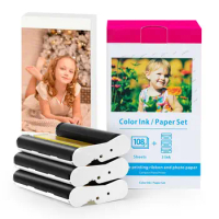 KP-108IN Photo Paper Compatible for Canon Selphy Ink and Paper Ink Cartridge &amp; Photo Paper for Canon Selphy CP1300 CP1200 CP900
