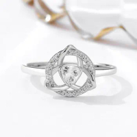 YILUOCD Triquetra Trinity Knot Cubic Zirconia Ring Infinity Eternity Celtic Knot Ring for Women Vintage Engagement Jewelry