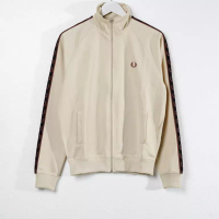 Fred Perry Jaket FRED PERRY BAND TAPE SHOULDER BLACK CREAM ZIP TRACK JACKET 100% ORIGINAL