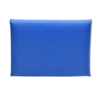 【Hermes 愛馬仕】經典calvi duo山羊皮折疊暗釦名片/零錢包(電藍色H083035CK-ELECTRIC BLUE)