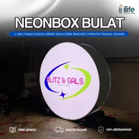 Neon Box Bulat Custom LED 1 Sisi Akrilik Siap Pasang 80 cm