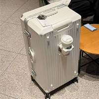 鋁框款行李箱  多功能內裡 咖啡架 海關鎖 彈簧剎車旅行箱 30吋 32吋 大容量 胖胖箱  拉桿箱 行李箱