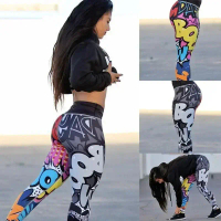 Quần legging nữ in họa tiết kỹ thuật số, quần legging tập thể dục cạp cao, quần legging nâng cơ, quầ