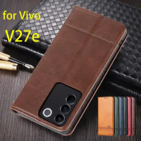Deluxe Magnetic Adsorption Leather Fitted Case for Vivo V27e V 27e Flip Cover Protective Case Capa Fundas Coque
