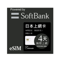 【citimobi】eSIM日本4天吃到飽(日本網卡 吃到飽 不降速 日本 網卡 沖繩 大阪 北海道 eSIM)