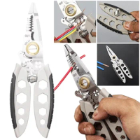 7 Inch Multifunctional Decrustation Plier Multipurpose Wire Stripping Tool Crimping Plier for Stripping Cutting Crimping