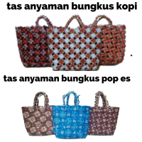 tas kantong belanja sayuran pasar kerajinan anyaman plastik daur ulang bungkus kopi