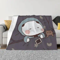 Peach Cat Panda Bear Bubu Dudu Sleeping Panda Portable Warm Throw Blankets for Bedding Travel