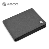 Gray KACO Fountain Pen Case 20 Slots Gray Canvas Pen Pouch Pencil Case Bag Storage for 20 Pens Waterproof Office Business Style