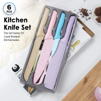 Pisau Dapur Set 6 in 1 Bahan Stainless Steel pisau set pisau buah pisau daging pisau roti gunting se