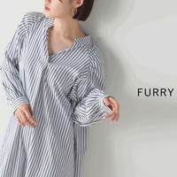 綺丹尼 日本FURRY條紋印花泡泡袖長袖洋裝 3色 日本🇯🇵直送